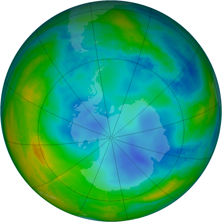 Antarctic ozone map for 11 July 2003